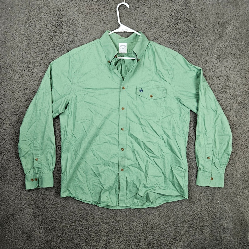 Brooks Brothers 1818 Regent Fit Green Cotton Button‎ Down Shirt Mens Large L
